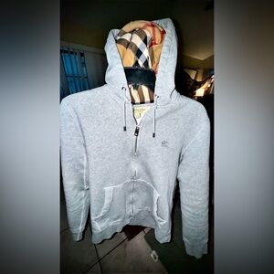 100% REAL Burberry Light Gray Zip-Up Sweater